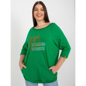 Green plus size blouse with neckline on back