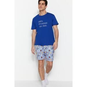 Trendyol Dark Blue Unisex Regular Fit Printed Pajama Set