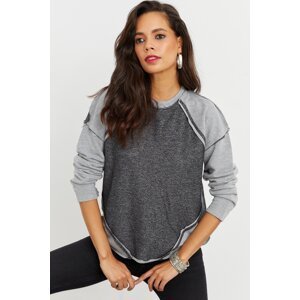 Cool & Sexy Women's Gray Block Sweatshirt IZ79