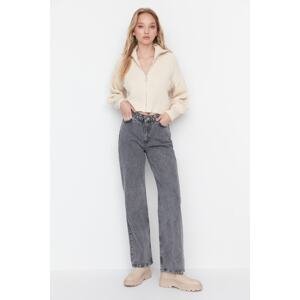 Trendyol Gray High Waist Wide Leg Jeans