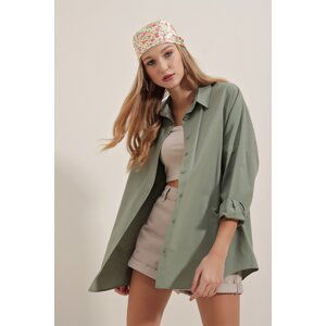 Bigdart 3900 Women's Khaki Oversize Long Basic Shirt