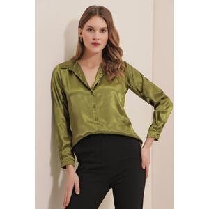 Bigdart 3964 Lightly Flowy Satin Shirt - Y.khaki