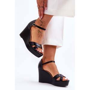 Classic leather sandals on a black Givana wedge
