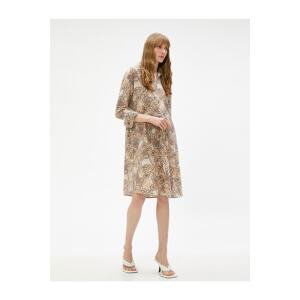 Koton Floral Short Dress Polo Neck Long Sleeve