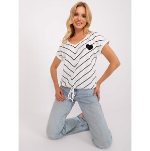 Ecru-black striped blouse