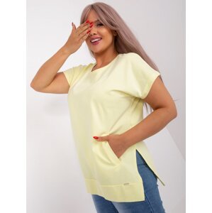 Light yellow blouse plus size with pockets
