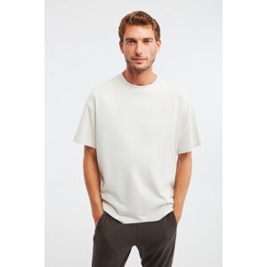 GRIMELANGE Jett Men's Oversize Fit 100% Cotton Thick Textured Stone Color T-shirt