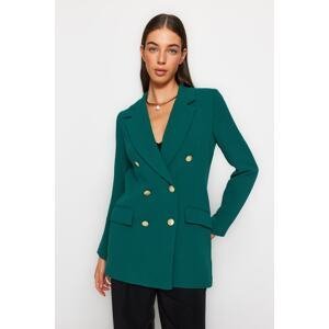 Trendyol Emerald Green Oversized Lined Double Breasted Blazer with Closure
