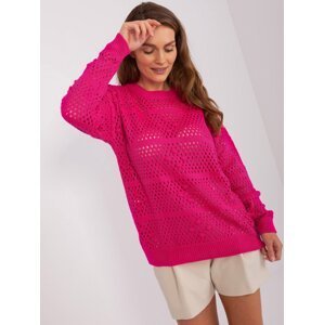 Fuchsia openwork summer sweater with long sleeves