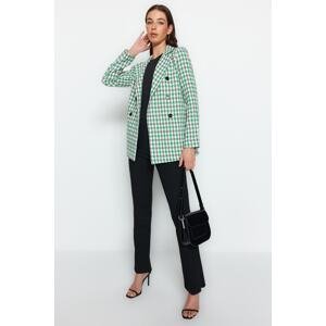 Trendyol Green Regular Lined Double Breasted Closure Plaid Woven Blazer Jacket