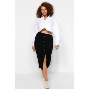 Trendyol Curve Black Gold Button Detailed Corduroy Sweater Skirt