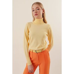 Bigdart 15747 Rolákový pletený sveter - žltý
