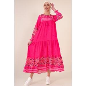 Bigdart 2175 Patterned Hijab Dress - Fuchsia