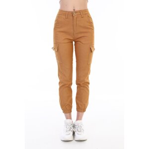 BİKELİFE Camel Cargo Pocket Gabardine Trousers