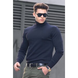 Madmext Navy Blue Turtleneck Sweater 4656