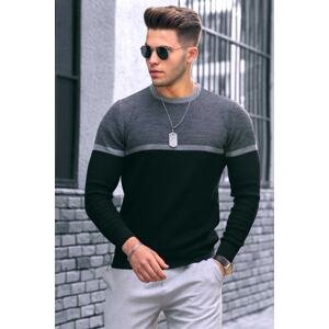 Madmext Men's Black Color Block Sweater 4734