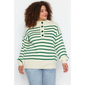 Trendyol Curve zelený pruhovaný pletený sveter