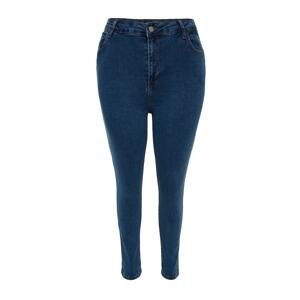 Trendyol Curve Modré s vysokým pásom flexibilné úzke džínsy