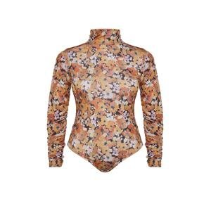 Trendyol Curve Multicolored Floral Patterned Snap-on Knitted Bodysuit