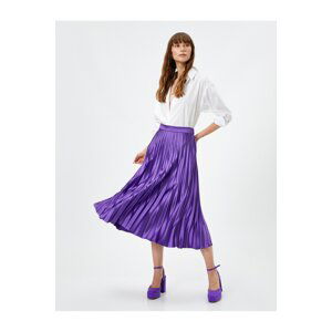 Koton Satin Pleated Skirt Midi Length