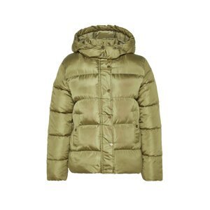 Trendyol Khaki Oversized Hooded Gold Snap Detailný vodoodpudivý nafukovací kabát
