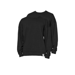 Trendyol Men's Black-Grey 2-Pack Basic Oversize/Large-Fit Fleece Label Sweatshirt