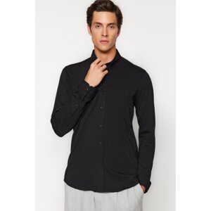 Trendyol Black Men's Slim Fit Comfortable Flexible Button Collar Basic Shirt