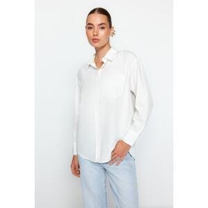 Trendyol Pearl Detailed Oversize/Wide Fit Shirt on Ecru Collar