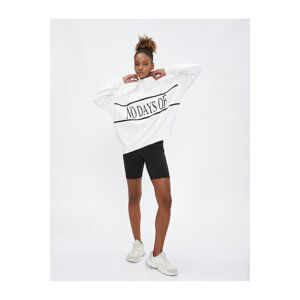 Koton Sports Sweatshirt Half Zipper Slogan Printed Oversize