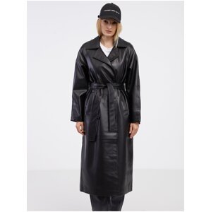 Black Leatherette Coat ONLY Sofia - Ladies