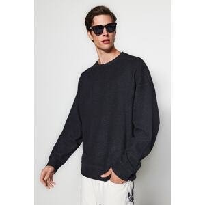 Trendyol Anthracite Basic Oversize/Wide-Fit Soft Brushed Thessaloniki Sweatshirt
