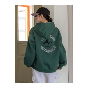 Know Women's Dark Green Mountain Glacier Printed Hoodie Sweatshirt.