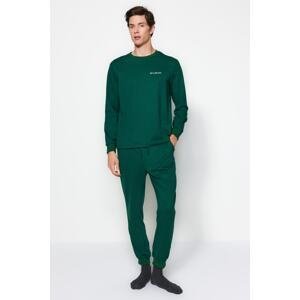 Trendyol Men's Green Regular Fit Printed Knitted Pajamas Set