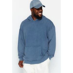 Trendyol Limited Edition Indigo Relaxed 100% Cotton Sweatshirt with Wash Effect