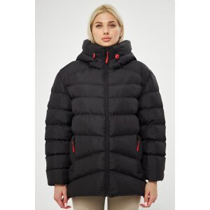 River Club Dámsky čierny vláknový vodný a vetruodolný zimný kabát