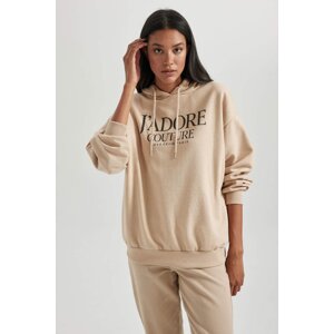 DEFACTO Oversize Fit Slogan Long Sleeve Sweatshirt