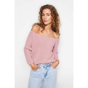 Trendyol Pink Carmen Golier Pletený sveter