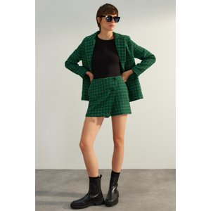 Trendyol Green Premium Lurex Tweed Fabric Woven Shorts Skirt