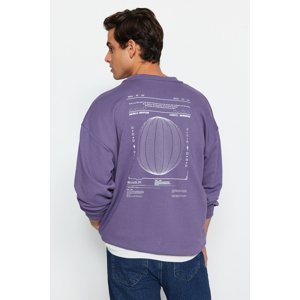 Trendyol Men's Purple Oversize/Wide-Fit Mystic Printed Cotton Sweatshirt