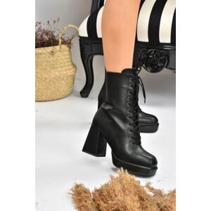 Fox Shoes Women's Black Platform Heeled Boots