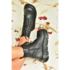 Fox Shoes Black Women's Boots with Filled Soles