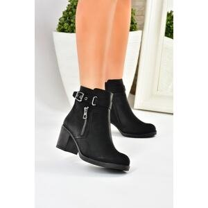 Fox Shoes Women's Black Thick Heeled Boots