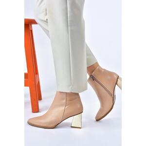 Fox Shoes Nude Women's Boots with Thick Heels