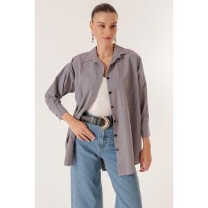 By Saygı One Pocket Oversized Shirt with Front and Back Buttons