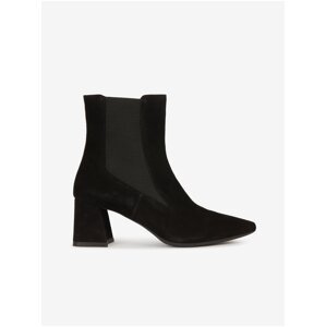 Black Womens Suede Heeled Ankle Boots Geox Giselda - Women
