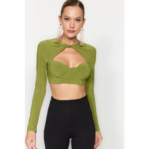 Trendyol Green Chest Cup Window / Cut Out Detailed Knitted Blouse
