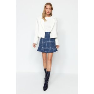 Trendyol Navy Blue Flounced Tweed Fabric Mini Woven Skirt