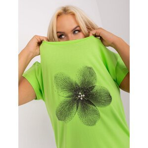 Light green plus size blouse with a round neckline