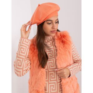 Peach winter beret with cashmere