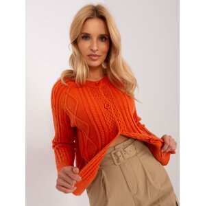 Orange women's button-down sweater